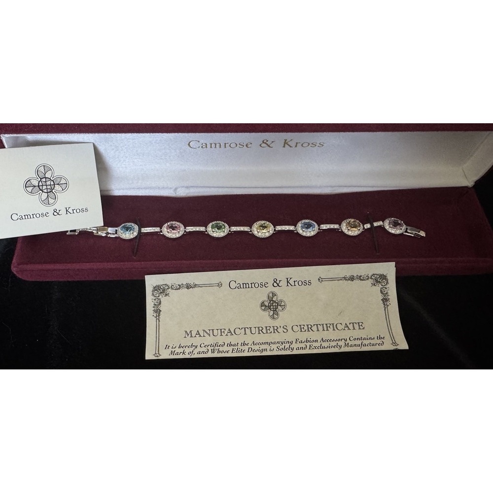 Camrose & Kross JBK Kennedy Tennis Bracelet Multicolor Crystal Oval Halo Boxed
